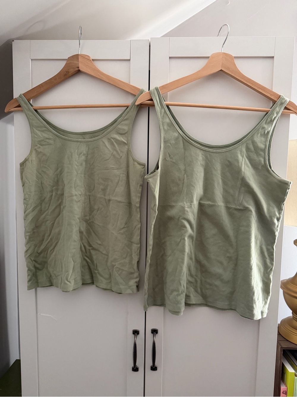 GAP Light Sage Green Scoop Neck Tank Top Duo - L and XL
